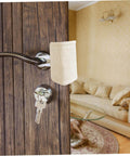 Three Pack Door Silencers Easy Install Door Slam Preventer No Tools Required for Safety attached to wooden door handle