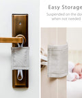 Door Silencer Pad Set For Baby Safety And Peaceful Nights No More Door Slams Cushioned Latch Cover 3 Pack 4 By 3 Inch installed on a door