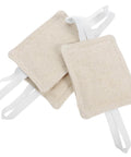 Three beige cotton door damper and slam silencer set reduces noise, prevents slams, protects walls and fingers with strap handle visible.