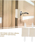 Three Piece Door Silencers Set Heavy Duty Slam Stoppers Easy Install Latch Covers for Nursery No Drill Noise Reduction on door.