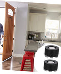 Two piece door silencer set cushions door impact, protects walls and hardwood floors, prevents knob damage with no drilling