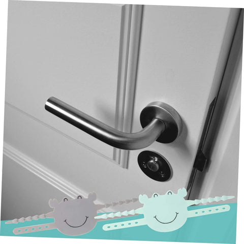 Two-pack door silencers dampen slams for near silent close and finger pinch protection on a white interior door with metal handle.