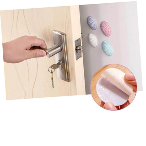 4 Piece Thickening Door Slam Silencer Wall Mount Mute Door Stopper Wall Crash Pad Protector with adhesive installation view.