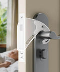 Two Pack Door Silencer For Quiet Close, Child Proof Door Closer Cushion And Baby Door Latch Cover installed on door handle