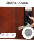 Two door silencers with elastic bands reduce noise and protect doors in nurseries, bedrooms, offices, and libraries