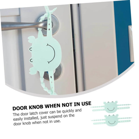 2 Pack Door Slam Preventer Covers Noise Reduction Silencers installed on door knob for quiet safe closures.