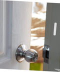 Interior door with knob slightly ajar, showcasing 12 Pcs Door Slam Silencer Silicone Cabinet Door Bumpers Adhesive Closers Wall Protectors for home.