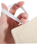 Close-up of hand holding beige cotton Door Slam Stopper Silencers Set Easy Install No Tools Required No Drilling 3 Pieces
