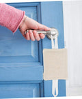 Nine Piece Door Slam Stopper No Drill Silencers For Doors Heavy Duty Closers Easy Tool Free Installation Quiet Door Noise Reduction For Home And Office Use Pack Of 9 installed on a blue door handle