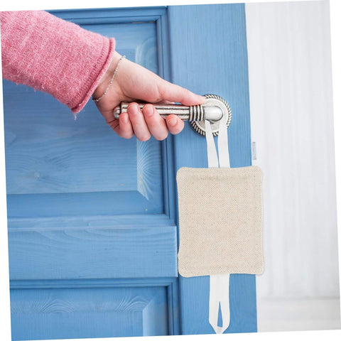 Nine Piece Door Slam Stopper No Drill Silencers For Doors Heavy Duty Closers Easy Tool Free Installation Quiet Door Noise Reduction For Home And Office Use Pack Of 9 installed on a blue door handle