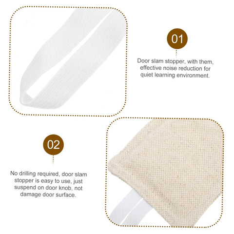 Close-up of a beige fabric door slam stopper from the 3 Piece Door Slam Stopper Set For Noise Reduction And Door Protection Easy Install Silencers To Prevent Finger Pinching In Bedroom And Nursery Cushions For Quiet Safe Closures.