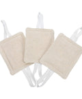 Three beige cotton 12 Piece No Drill Door Slam Stopper Silencers For Toddlers Easy Install, shown with straps