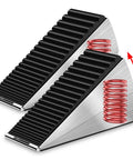 Heavy Duty Door Stopper 3 Inch Tall Adjustable Spring Loaded Door Stop Wedge With Non Slip Rubber Grip Top And Bottom Durable Metal Construction 2 Pack Perfect For Home School Carpet Tile Wood Floors Keeps Doors From Slamming