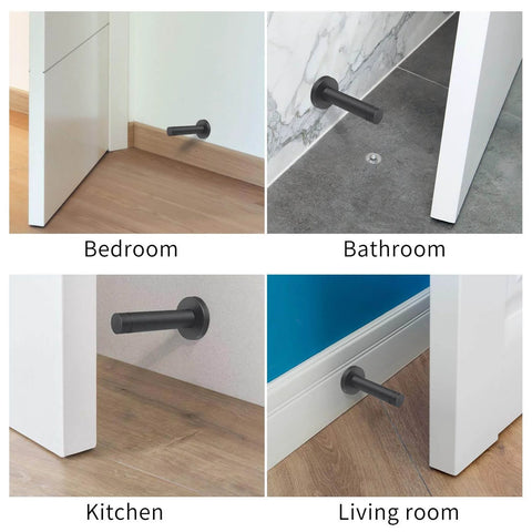 Heavy Duty 3.5 Inch Door Stop Built Tough As Nails From Stainless Steel 304 With Rubber Tip Bumper Wall Mounted Door Holder in use