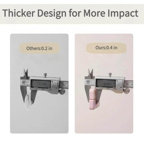 Comparison of 0.2 inch and our 0.4 inch thick Door Stop Wall Protector Set Of 6 With 0.4 Inch Square Soft Rubber Bumpers Thickened Adhesive.