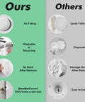 Comparison chart of durable 2 inch door stoppers with cushioned, self adhesive wall protectors versus inferior alternatives.