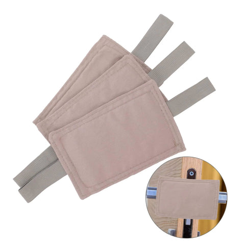 Three Piece Safety Door Stopper Set With Elastic Straps Cushions Doors, Prevents Slamming, Protects Little Fingers, shown on door