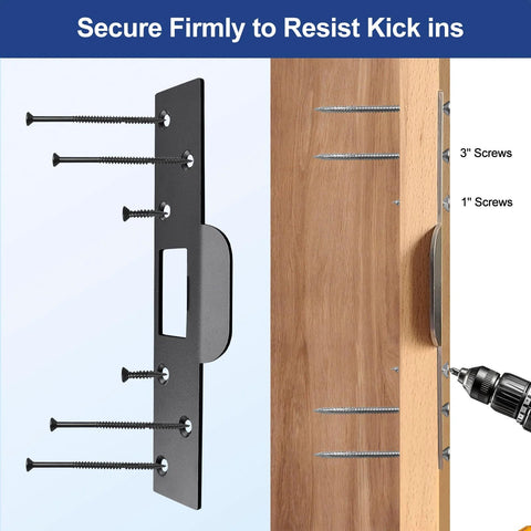 Extra Long 7 Inch Heavy Duty Door Strike Plate Repair Kit With Oversized Striker For Damaged Frames Slots And Jambs installed