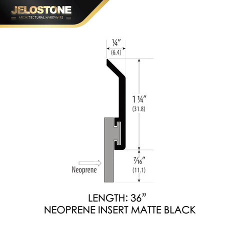 Diagram of 2 Pack - Commercial Door Bottom Sweep JS-N315, Heavy Duty Aluminum with Neoprene Insert, UV-Resistant, 36", Matte Black