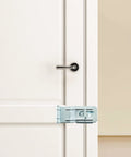 3-1/2 Inch Swivel Staple Safety Hasp With Twist Knob Lock installed on door, made of heavy-duty zinc plated steel, padlock compatible, 4 pack