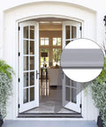 Exterior door with 2 Pcs 39 Inch Vinyl Replacement Insert, cuttable threshold seal strip shown in close-up for weather stripping sealing.
