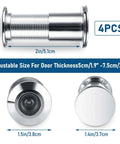 4 Pack 220 Degree Door Viewers Peep Holes With HD Lens, shown adjustable for 2-3 inch doors, features heavy duty privacy cover.