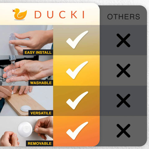 Comparison chart showing benefits of Door Wall Bumper Protector - Self Adhesive Stopping Shield Prevents Damage & Noise for Knob Handle.