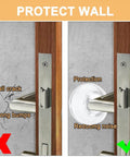 Door Stopper Wall Protector Set, Stick On Adhesive Bumper Protectors, Reusable Rubber Door Stops From Door Knobs, Shock Absorbent Wall Shield That Stops Door Slams, Keeps Walls Safe, Clear 4 Pack installed on a wall behind door handle