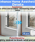 Image showing before and after installation of 50 Pack Door And Window Screw Hole Plugs 5/16 Inch By 1/4 Inch on window frame.
