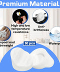 50 Pack Door And Window Screw Hole Plugs 5/16 Inch By 1/4 Inch, high-density plastic, compact waterproof features displayed