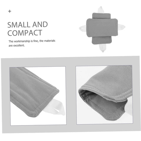 Enjoy a quieter living space with this two-pack door silencer featuring elastic straps, shown close-up and folded view.
