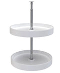 Dual 18 Inch Full Circle Lazy Susan Organizer For Upper Corner Kitchen Cabinets White Plastic 2 Tier Turntable Shelves