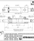 Technical diagram of ✝️ Double Acting Hydraulic Cylinder - Tang Universal Hydraulic Cylinder 2.5" Bore, 14 inch Stroke Tang Style (2.5x14)