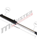 Double Acting Hydraulic Cylinder - Tang Universal Hydraulic Cylinder 2.5" Bore, 14 inch Stroke Tang Style (2.5x14) side view