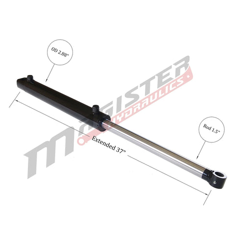 Double Acting Hydraulic Cylinder - Tang Universal Hydraulic Cylinder 2.5" Bore, 14 inch Stroke Tang Style (2.5x14) side view