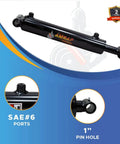 2 Inch Bore X 16 Inch Stroke Double Acting Welded Cross Tube Hydraulic Cylinder SAE 6 Ports 3500 PSI, front view