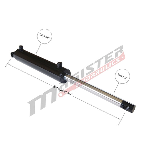 Double Acting Hydraulic Cylinder - Universal Hydraulic Cylinder 3" Bore 20" Stroke - Pin Eye Style Hydraulic Cylinders displayed
