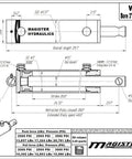 Technical drawing of Double Acting Hydraulic Cylinder - Universal Hydraulic Cylinder 3" Bore 20" Stroke - Pin Eye Style Hydraulic Cylinders (3x20)