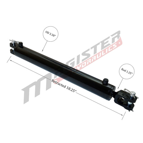 Double Acting Hydraulic Cylinder - AG Clevis Hydraulic Cylinder 2500 PSI tie-Rod Alternative 3" bore 8" Stroke (3x8) side view