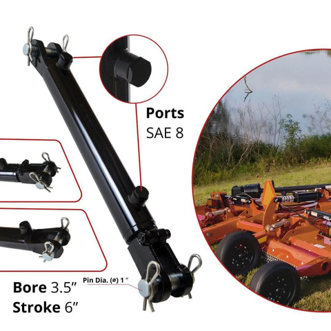 Hydraulics Double Acting Hydraulic Cylinder - Clevis End Hydraulic Cylinder 3500 PSI - Heavy Duty Clevis 3.5" bore 6" Stroke (3.5x6)