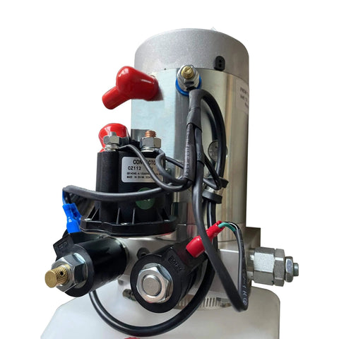 Double Acting Hydraulic Pump 5 Quart Hydraulic Power Unit 12V DC Hydraulic Pump (Plastic Oil Reservoir Single Acting 3200 PSI)