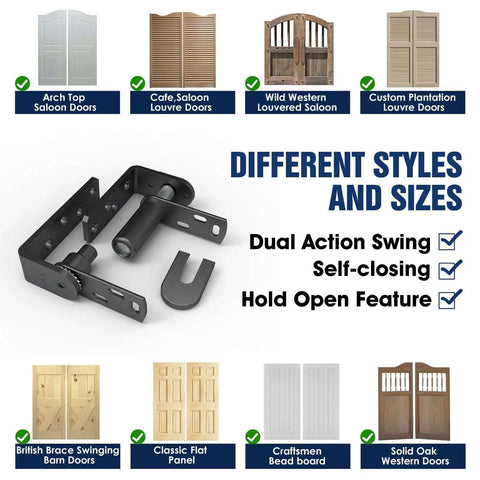 Cafe Door Hinges Double Action Saloon Hardware For Bars And Coffee Shops Heavy Duty 304 Stainless Steel In Black 2 Pack MID