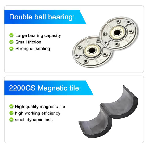Double ball bearing and 2200GS magnetic tile components for High Torque DC Motor 12V/24V, DIY Project Quiet Motor Permanent Magnet Motor.