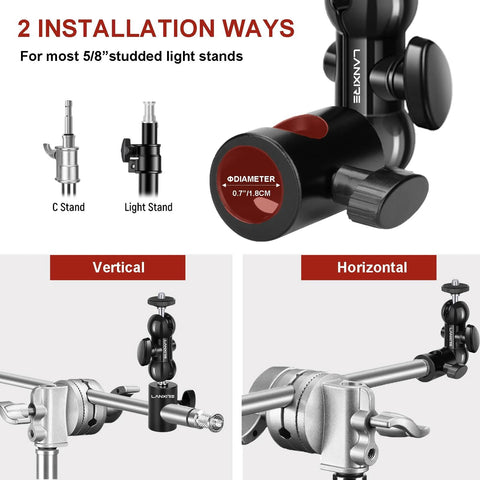Two Pack Light Stand Mount Adapter with Double Ball Head for versatile mounting on light stands, supports up to 4.4 lb (2 kg).