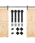 10FT Double Barn Door Hardware Kit with Heavy Duty Sliding Track for Two 30 Inch Door Panels showing rails and hardware