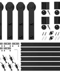 8.2FT Double Barn Door Hardware Kit for Two 24 Inch Door Panels, includes black carbon steel track and hardware parts