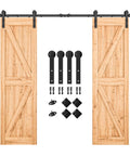 8.2FT Double Barn Door Hardware Kit for Two 24 Inch Door Panels, Heavy Duty Carbon Steel Sliding Track with Smooth Quiet Nylon Rollers