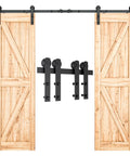 8.2FT Double Barn Door Hardware Kit for Two 24 Inch Door Panels, Heavy Duty Carbon Steel Sliding Track, Smooth Nylon Rollers