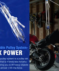 Double Block and Tackle Pulley System with 150Ft x 1/2'' Rope Pulley 7700 LB(35KN) Breaking Strength installed in garage