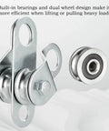 Double Cable Pulley Block with Ball Bearings for 0.23 Inch/6mm Wire Rope, dual wheel design for lifting systems, visible close-up